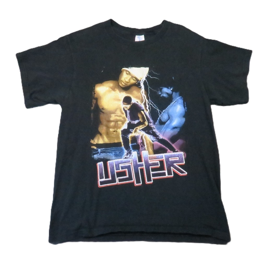 Usher Kanye West The Truth Tour 2004 Graphic T-Shirt Men M Black Vintage Rap Y2k